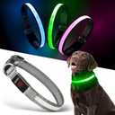Light up Dog Collar - Multi-Color LED Dog Collar, USB-C Rechargable with Battery Indicator, Waterproof and Adjustable Rainbow Collar for Dogs (Medium)
