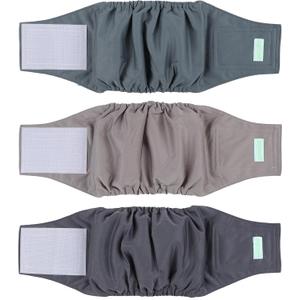 wegreeco Washable Male Dog Belly Band (Stylish Pattern)- Pack of 3 - Washable Male Dog Belly Wrap, Dog Diapers Male (X-Small) (Green, Light Brown, Grey)