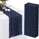 20 Pack Navy Blue Cheesecloth Table Runner Gauze Rustic Sheer 35 x 70 inch Navy Blue Cheese Cloth Table Runners for Wedding Party Bridal Shower Decor