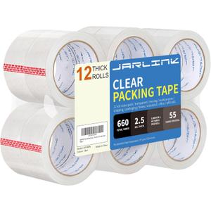 JARLINK Clear Packing Tape (12 Rolls), Heavy Duty Packaging Tape for Shipping Packaging Moving Sealing, 1.88 inches Wide, 55 Yards Per Roll, 660 Total Yards