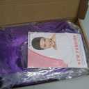 PLULON Dark Purple Wavy Bob Wigs with Bangs Heart Sunglasses Hair Cap for Women, Colored Synthetic Hair Short Curly Bob Loose Curly Shoulder Length Wigs for Cosplay Costume Bachelorette Party