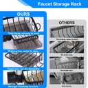 Kitchen Sink Caddy Organizer,Equipped with A Drainage Tray Sponge Holder,Faucet Organizer Rack for Bathroom,Adjustable with Hooks, Suitable for Kitchen and Bathroom, Left Side