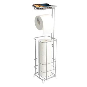 zccz - Toilet Paper Holder Stand - Tissue Holder for Bathroom Freestanding - Toilet Paper Roll Holders with Shelf for Phones, Anti-Slip Paper Dispenser
