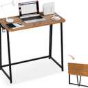Folding Desk Small Foldable Desk for Small Space, 31.5 Inches Writing Computer Desks in Study, Home Office Foldable Office Desks for Bedroom, Brown