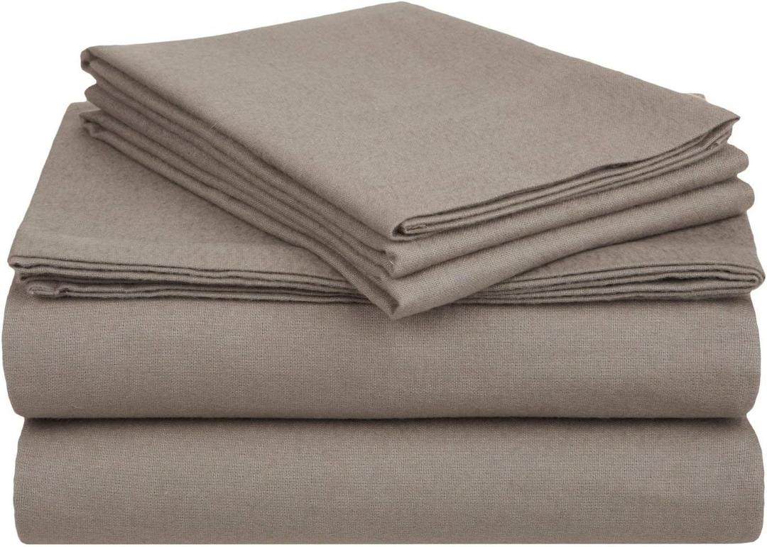 Cotton Flannel Sheet Set Soft, Warm and Wrinkle Resistant Queen, Grey