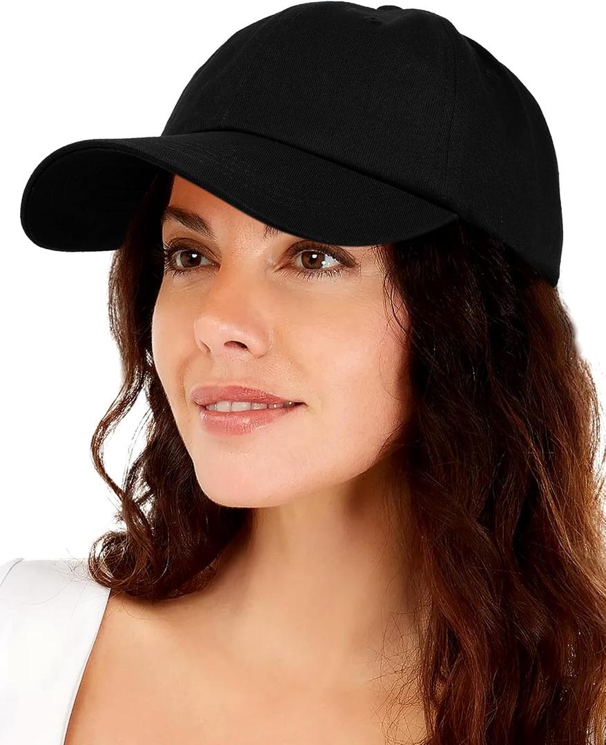 Womens Satin Lined Unstructured Baseball Cap Unisex Silk Lining Washed Cotton Adjustable Vintage Dad Hat (Black)