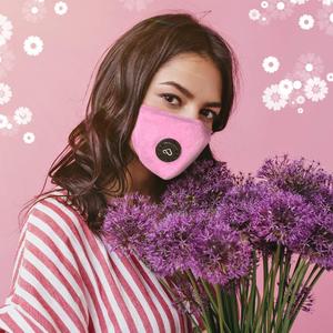 Face Mask for Men Women with 2 Replacement Filters Dust Proof Fabric Cover/PINK