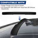 Rear Window Rooftop Spoiler Fit for 2015-2024 Dodge Charger GT Pursuit R/T SRT SRT8 SXT Scat Pack SE Enforcer Daytona, V-Style Tail Visor Wing Without Drilling Glossy Black