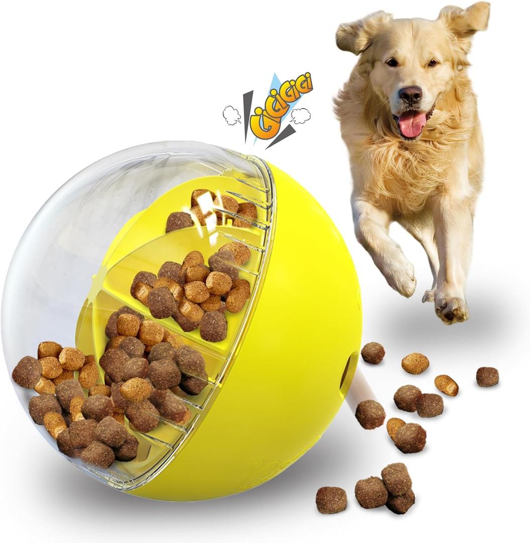 Aluckmao Interactive Dog Treat Toy, Mental Stimulation and Enrichment, Yellow