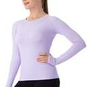 MathCat Seamless Workout Shirts for Women Long Sleeve Yoga Tops Sports Running Shirt Breathable Athletic Top Slim Fit Size L