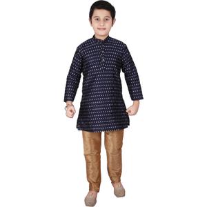 Pro-Ethic Style Developer Jacquard Silk Kids Kurta Sets For Boys Indian Traditional clothing | Pack Of 1 (S-146) (3-4T, Dark Blue) Pro-Ethic Style Developer Jacquard Silk Kids Kurta Sets For Boys Indian Traditional clothing | Pack Of 1 (S-146) (3-4T, Dark Blue)