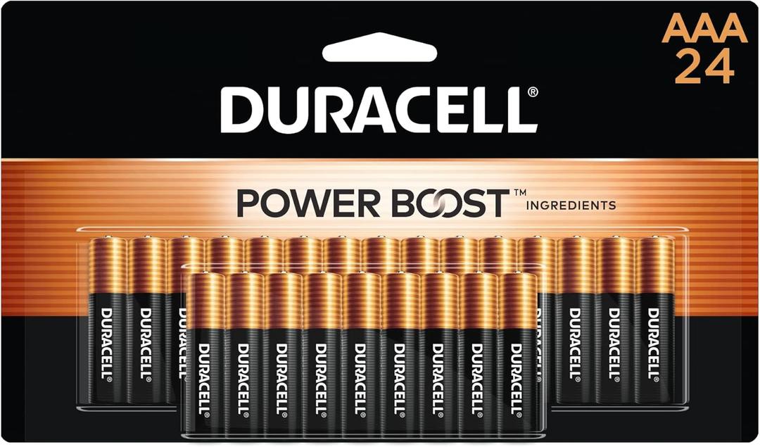 Duracell AAA Batteries with Power Boost Ingredients, 24 Count Pack Triple A Battery with Long-Lasting Power, Alkaline AAA Battery for Household and Office Devices