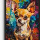 Chihuahua Colorful Abstract Framed Wall Art Print Poster, Dog Pet Lover Picture Painting Artwork Bedroom Living Room Office Dining Room 150F (Chihuahua Colorful Abstract, 20" L x 16" W, Black Frame)