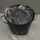 3Qt Black Galvanized Ice Bucket with Lid, Scoop & Handles - Ideal for Cocktails, Parties, BBQs, Wine & Champagne. Double-Layer Insulated Outer & Galvanized Inner Layer, Perfect for Home & Outdoor Use