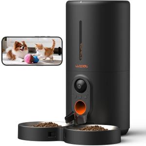 WOPET Automatic Cat Feeder with Camera for Two Cats, 6L Smart Pet Feeder with 1080P HD Video & Night Vision, 5G/2.4G WiFi Cat Dog Feeder, 2-Way Audio, SD Card Storage, Up to 10 Meals per Day