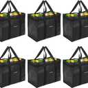 Homemell Heavy Duty Reusable Grocery Bags, Large Collapsible Tote Bag Holds 100 LBS, Extra-Strength Premium Material (Black, 6-Pack)