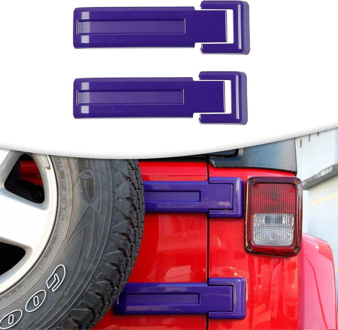 Tailgate Hinge Cover Fit for 2007-2018 JK JKU, Spare Tire Rear Door Bracket Trim Cover(Purple)