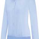 Tapata Women's Bodysuit Blouse Button Down One-Piece Long Sleeve Solid Office Work Shirt Casual Tops (X-Large, Light Blue)