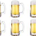 Heavy Beer Mugs Set, 12.5oz Glass Mugs With Handle, Beer Glasses For Freezer, 370ml Beer Drinking Glasses, Traditional Stein For Bar, Alcohol, Beverages,Coffee, Teas, Set of 6