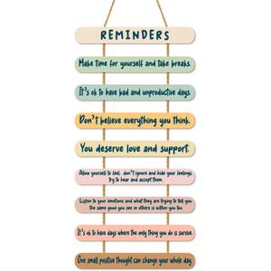 Inspirational Wall Decor Signs for Office Home, Positive Affirmations Gifts Little Reminders Plaques for Friends Coworkers, Mental Health Psychology Wooden Hanging Wall Art Decor