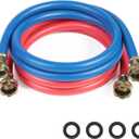 Rubber Washing Machine Hoses,6ft 2pack Washer Hoses,3/4" Universal Fit to Hot and Cold Connection Burst Proof Water Supply Lines