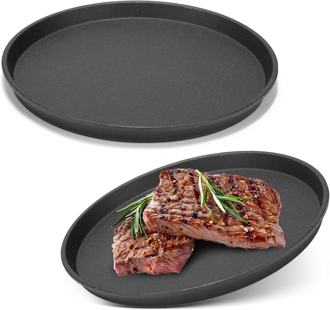 Maxdot 2 Pcs Small Cast Iron Griddle Pan 7.5 Inch Round Cast Iron Pizza Pan for Mother's Day Camping Skillets Casts Irons Grill Pans for Summer BBQ, Baking, Grilling, in The Oven, on The Stove