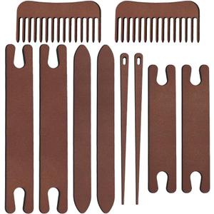 AHANDMAKER 2 Sets Wood Knitting Loom Tool Kits 5 Pieces Knitting Weaving Loom Tools Shuttle Weaving Stick for Beginner Weaving DIY Craft Weaving Accessories