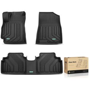 YHTAUTO Floor Mats Compatible with 2025 2024 2023 2022 2021 Hyundai Elantra Not Hybrid, TPE All Weather Waterproof Anti-Slip Odorless Floor Liner, Interior Car Accessories Front & 2nd Row Liner