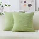 Home Brilliant Throw Pillow Covers 18x18 Set of 2 Super Soft Corduroy Striped Spring Pillow Covers Decor Cushion Covers for Couch Bedroom Decor, 18 x 18 inch, Apple Green
