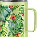 Oggi ThermoMug Stainless Steel Insulated Mug- Double Wall Vacuum Insulated w/Handle & Lid, Coffee Cup, Camping Mug, Travel Thermos, 14oz(420ml), Tropical