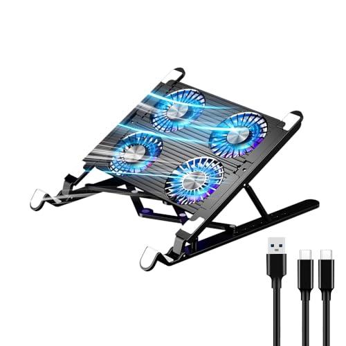 Amazon.com: Laptop Cooling Pad for 11-17.3 Inch Gaming Laptops, Foldable Laptop Stand Riser Holder with 4 Quiet Fans for Notebook, Portable Laptop Cooler with 7 Adjustable Height, LED Lights : Electronics
