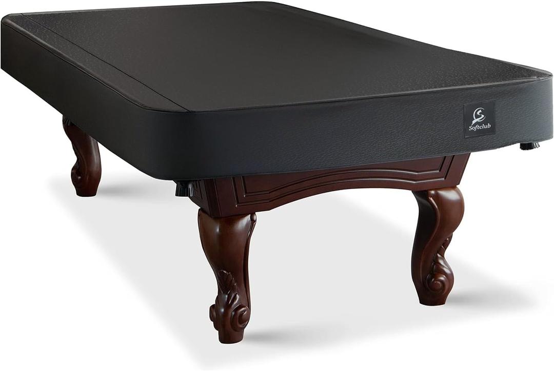 Waterproof Pool Table Cover, Heavy Duty Leatherette Billiard Table Cover for Pool Table, Tearproof &Dustproof Protector with Elastic Edges 8FT/Black Fitted