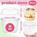 Alaeseje 50 Pack 16 oz Disposable Clear Plastic Cups,PET Dessert Cup with Lids,Disposable Snack Bowls for Cupcake,Pudding,Snacks,Yogurt,Parfait,Fruits,Mousse