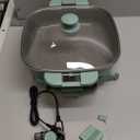 bella Make & Take Electric Skillet, Fits-anywhere kitchenware, EverGood Ceramic Coating, Adjustable Temperature & Dishwasher-Safe Tempered Glass Lid, Cast Aluminum Base, 1200 Watt, Seaglass