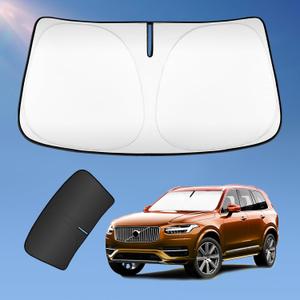 Sun Shade Sunshade for Volvo XC90 2016-2024 2025 2026 Windshield Cover, 2-Layers Sun Shield 240T Silver Sun Visor Foldable Front Window Shade Blocks UV Rays Car Accessories