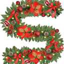 Christmas Garland with Lights 9FT Timer Prelit Garland Battery Operated Outdoor Indoor Christmas Decorations 30 LEDs Lighted Garland for Stairs Railing Fireplace Mantle Front Door Home Holiday Decor