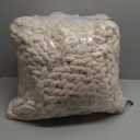 Bigacogo Chunky Knit Throw Blanket for Couch, 40x60 inches, 100% Hand Knitted with Thick Jumbo Chenille Yarn, Cozy Soft Large Rope Knot Cable Crochet Blankets for Sofa Bed Living Room, Beige