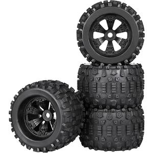 Aimrock 17mm Hex 3.8 RC Wheels and Tires Pre-glued Combo for 1/10 Traxxas Maxx Tmaxx E-Revo Revo 3.3 1/8 Arrma Kraton Outcast Notorious 6S Redcat RC Monster Truck Off-Road Car, Set of 4