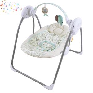 Baby Swing for Infant, Newborn Swing with Music,5 Speed Levels, Timing Setting, Soft Cushion, Foldable Infant Swing for Indoor Outdoor Use 0-9 Months