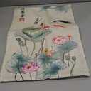 Chinese Table Runner, Traditional Japanese Asian Ink Painting Iotus Flower Koi Butterfly Nature Oriental Vintage Table Center Decor for Family Kitchen Outdoor Holiday Party Table Decorations, 13"x72"