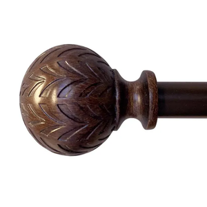 Hermosa 26 in. to 48 in. Adjustable 5/8 in. Single Curtain Rod in Walnut with Finials