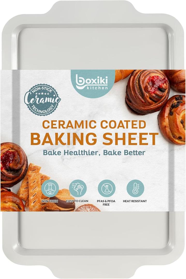 Nonstick Ceramic Jelly Roll Pan, 15 x 10 Inches - PTFE & PFOA Free Baking Pan Perfect for Every Kitchen - Multipurpose Cookie Sheet for Baking, Roasting, and More