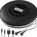 CD Player Portable, Discman with Stereo Earbuds and Bluetooth Output, Anti-Skip Shockproof Walkman, Compact and Lightweight, Power DC or 2xAA Battery