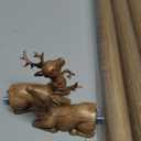 Wood Decorative Curtain Rods for Windows:66-120 Inch Wooden Boho Farmhouse Curtain Rod for Bedroom Living Room,Heavy Duty Adjustable Rustic Drapery Rods with Vintage Imitation Wood Deer Finial