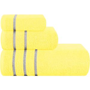 MyOwn Ultra Soft 3 Pack Cotton Towel Set, Contains a Bath Towel 28x55 inch, a Hand Towel 16x24 inch & Wash Coth 12x12 inch, Ideal Everyday use, Compact & Lightweight - Lime Yellow, 71671