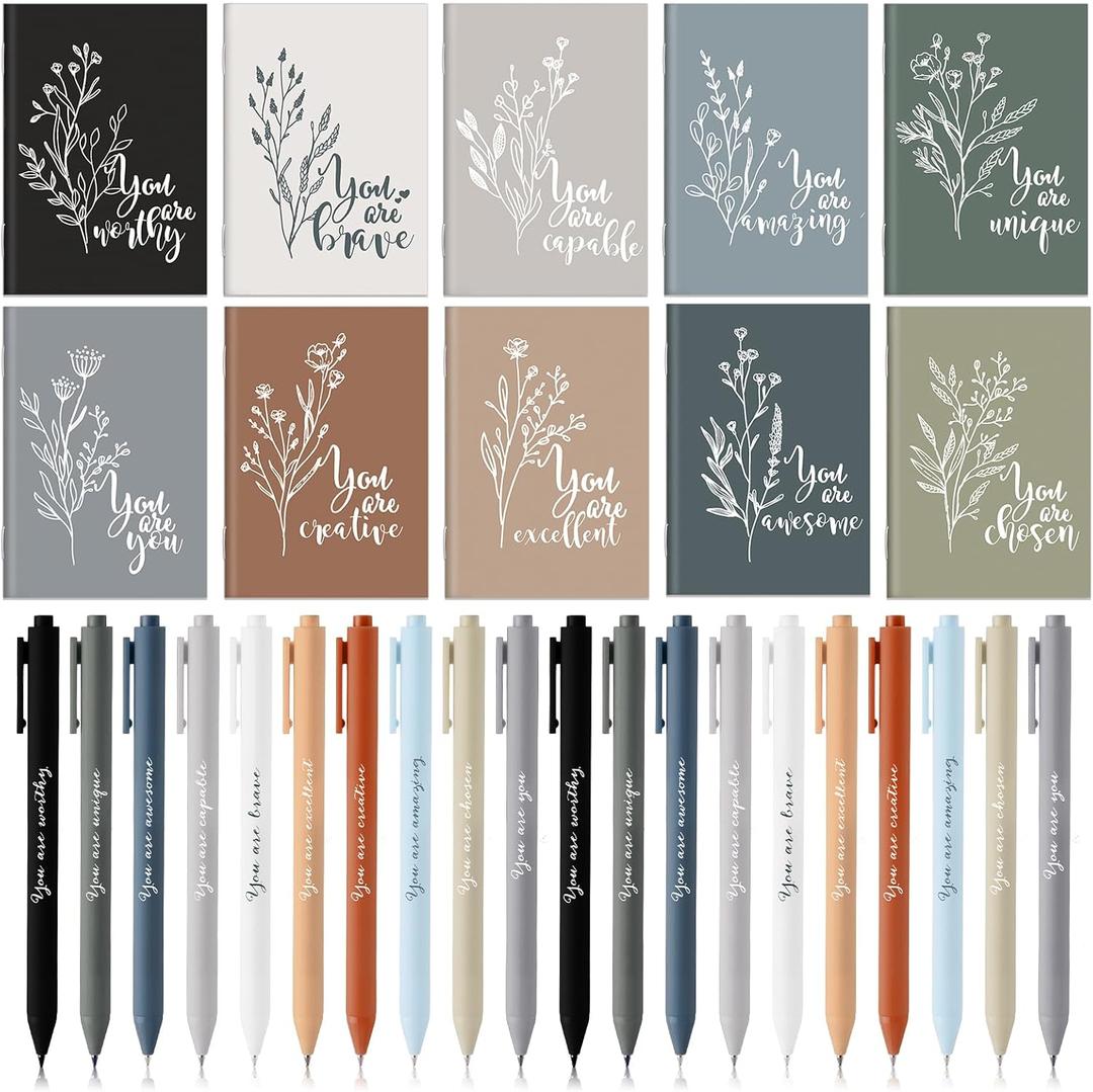 40 Pcs Inspirational Notebooks Motivational Mini Notepads Bulk Aesthetic Mini Notebook with Pen Employee Appreciation Gift for ER Week Vet Tech Medical Assistant Coworker (Neutral Colors)