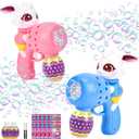 Easter Bunny Bubble Gun for Kids, 2 Pack Rabbit Bubble Machine Kit for Toddlers, Easy One-Button Operation, Easter Basket Stuffers Gift