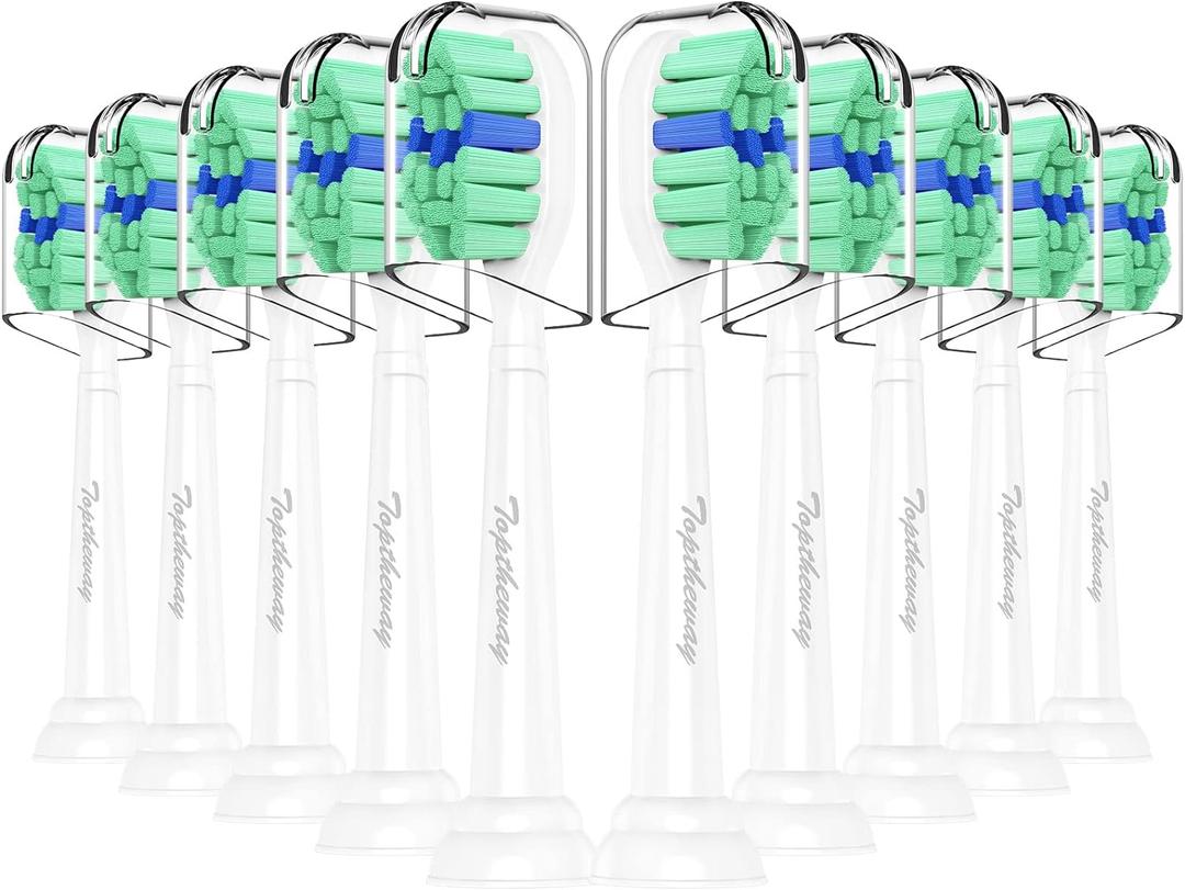Toptheway Toothbrush Replacement Heads Compatible with Philips Sonicare ProtectiveClean DiamondClean C2 G2 W 4100 5100 5300 Plaque Control, 10 Pack
