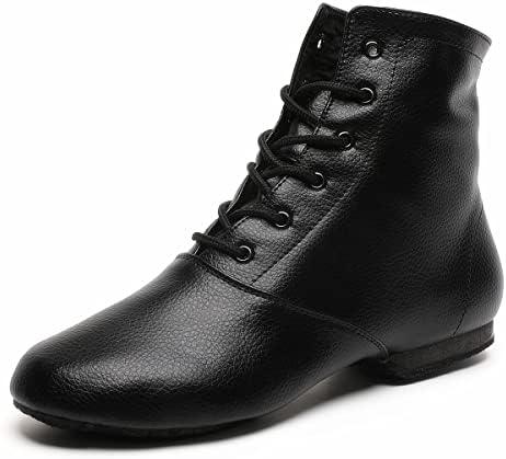 Lace Up Black Jazz Shoes Dance Boots for Women Girls Adult, Size 8