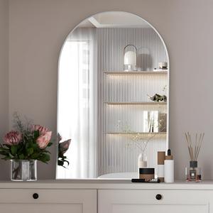 Arched Wall Mirror for Bathroom, 20"x30" Arched Mirror Wall Mounted Mirror with Metal Frame, Sliver Vanity Mirror Decor for Mantle, Bedroom, Entryway, Living Room (Silver)